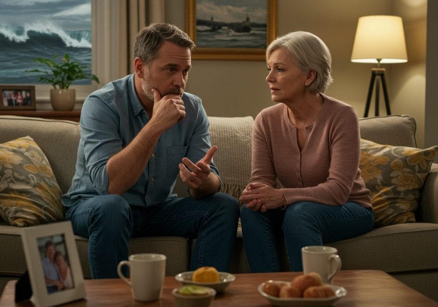 Pár diskutuje o svojich pocitoch a problémoch v manželstve na pohovke.