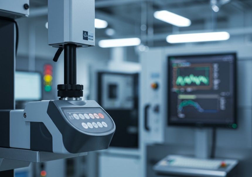 Automobilový snímač hmotnosti v laboratóriu, monitorujúci zaťaženie vozidla.