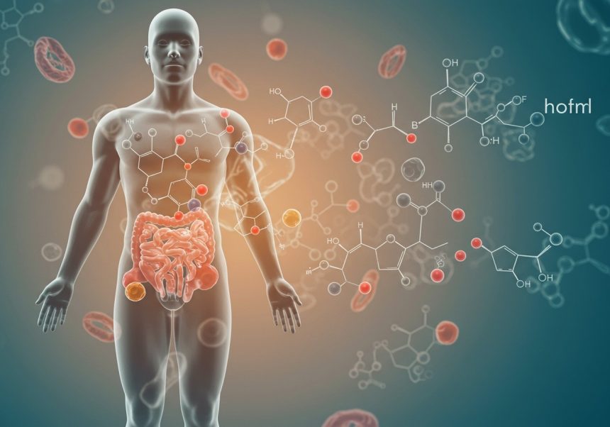 Ilustrácia znázorňujúca histamín a jeho vplyv na ľudské telo.