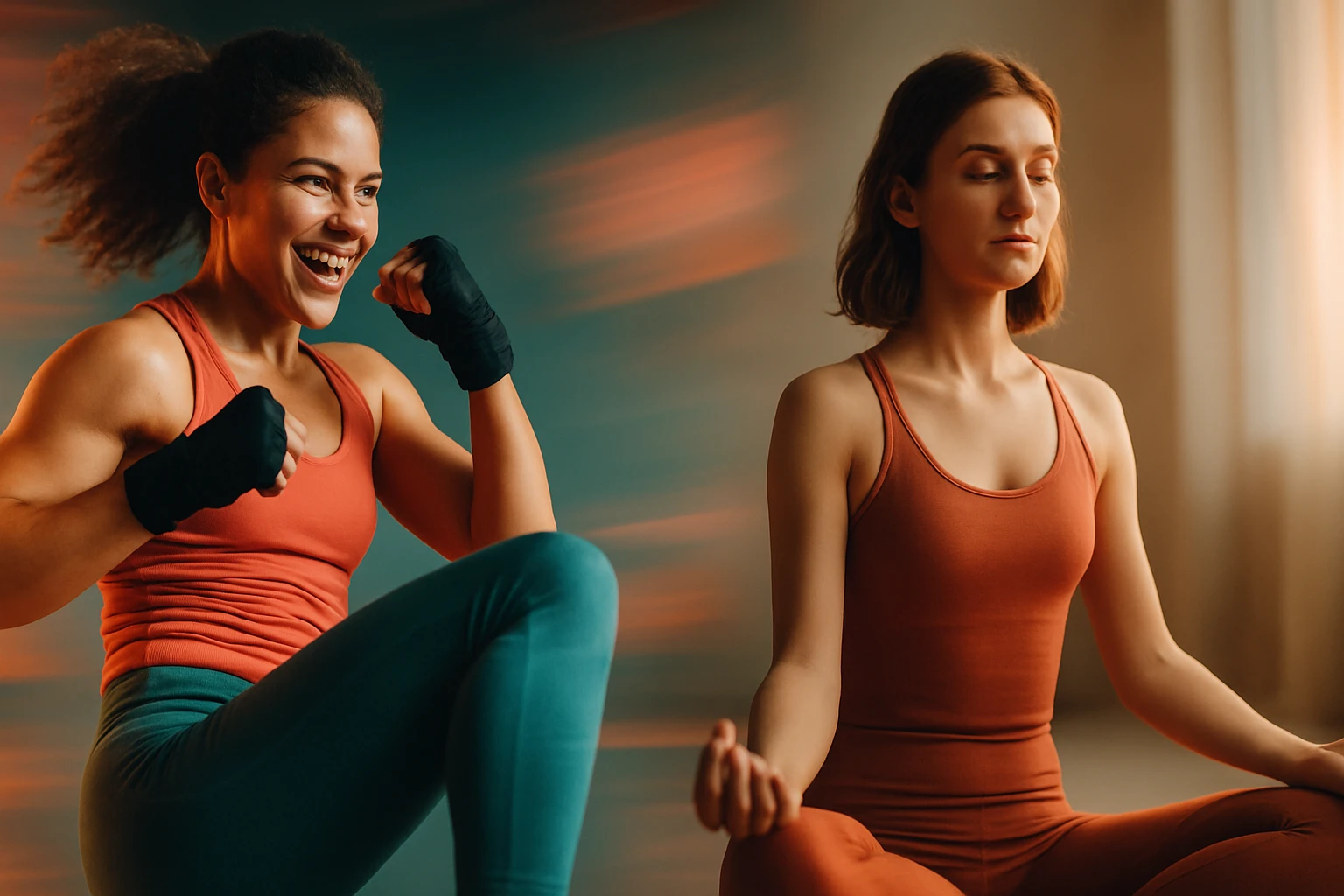 Dve ženy, jedna energická edziteľka, a a druhá meditujúca, harmonizujú testy.