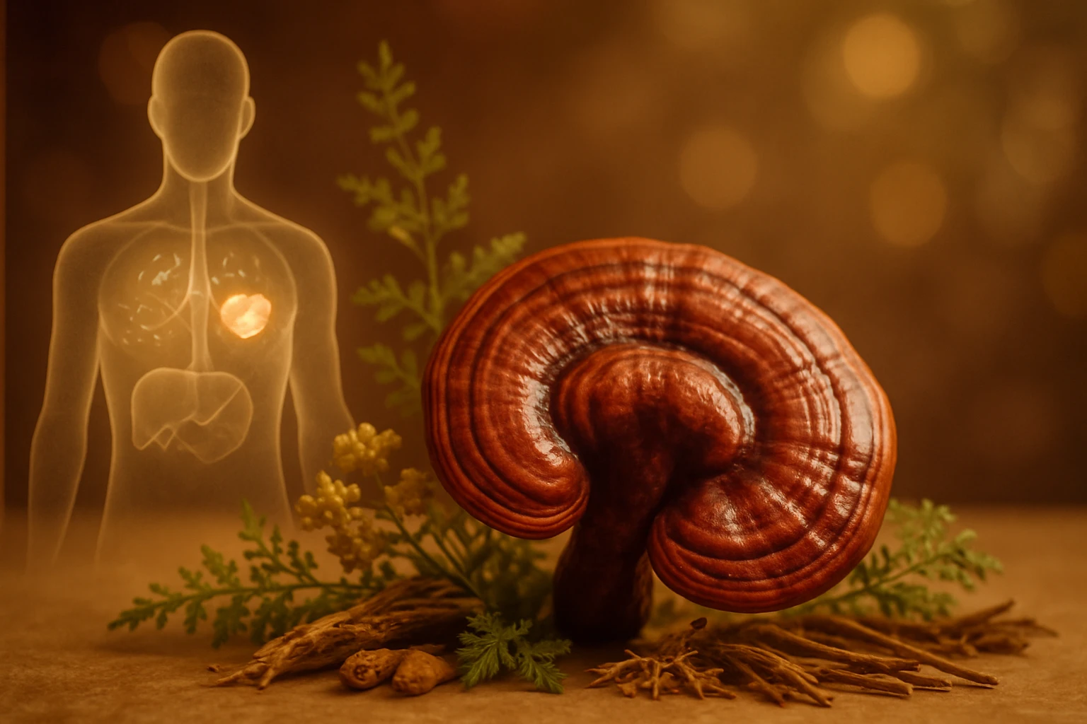 Húsenka srdcovka na pozadí s náčrtom ľudskej anatómie.