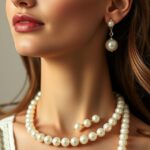 Žena s perlovým náhrdelníkom a náušnicami, symbol elegancie.