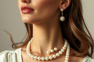 Žena s perlovým náhrdelníkom a náušnicami, symbol elegancie.