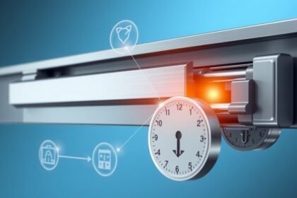 Ilustrácia posuvného zámku so zameraním na bezpečnostné prvky.