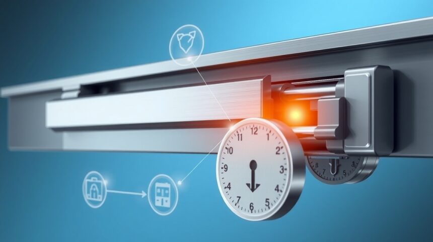 Ilustrácia posuvného zámku so zameraním na bezpečnostné prvky.