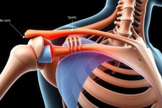 Detail ramenného kĺbu zobrazujúci svaly a štruktúry pre stabilitu a pohyblivosť.