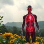 Model človeka so znázornením vnútorných orgánov v prírode