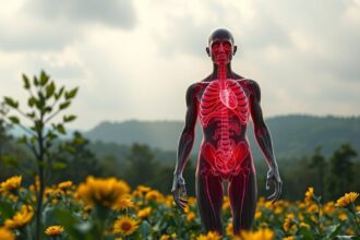 Model človeka so znázornením vnútorných orgánov v prírode