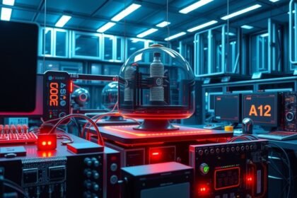 Moderný kvantový počítač v laboratóriu s futuristickým dizajnom.