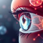 Oko so symbolmi srdca a zdravia, reprezentujúca úlohu DHA.