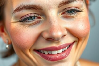 Mladá žena s žiarivou pleťou a úsmevom