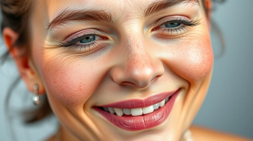 Mladá žena s žiarivou pleťou a úsmevom