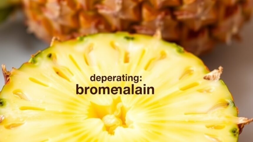Ananásový plátok s textom bromelain na zníženie zápalu