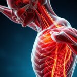 Detailný pohľad na svaly a nervy ľudského tela pri pohybe.