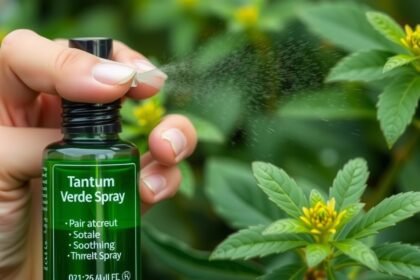 Tantum Verde sprej na úľavu od bolesti v krku v prírode.