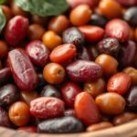 Rôzne druhy fazule v drevenej miske, bohaté na živiny.