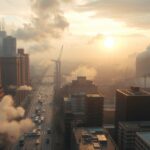 Mestské prostredie znečistené výfukovými plynmi a oxidem uhličitým