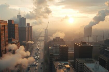 Mestské prostredie znečistené výfukovými plynmi a oxidem uhličitým