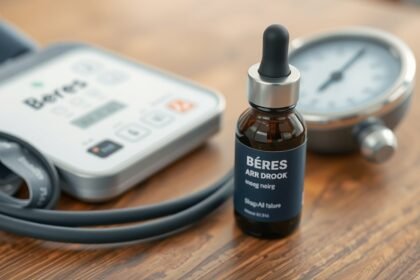 Béres kvapky a tlakomer na drevenom stole