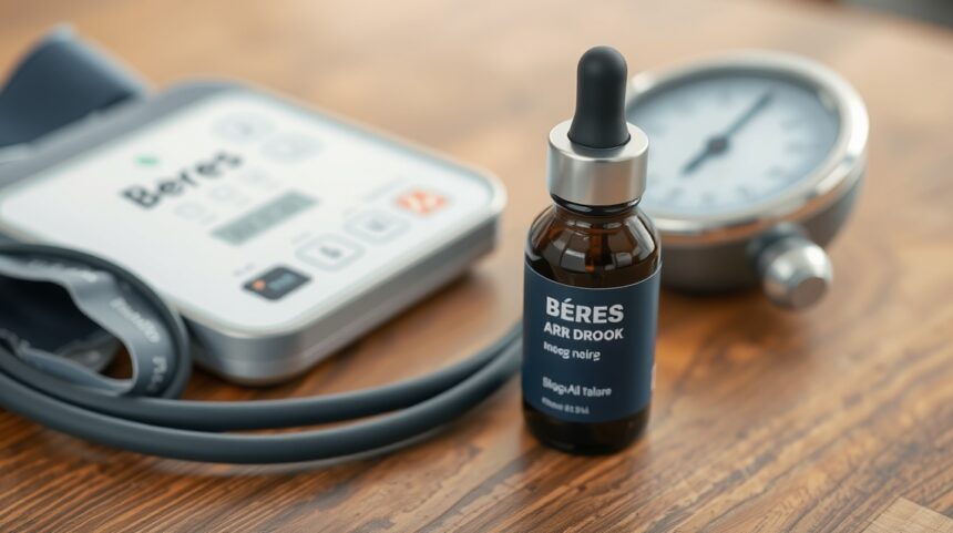 Béres kvapky a tlakomer na drevenom stole