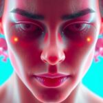 Rádiografia ženského tváre s ružovými prvkami a fokusom na zdravie.