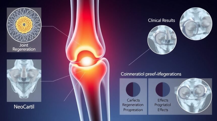 Ilustrácia o účinkoch NeoCartilu na regeneráciu kĺbov a chrupaviek.