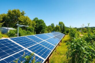 Solárne panely na slnečnej lúke podporujú čistú energiu a zdravie.