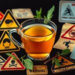 Bylinkový čaj s varovnými značkami o vedľajších účinkoch