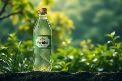 Fľaša minerálnej vody Peridot v prírodnom prostredí