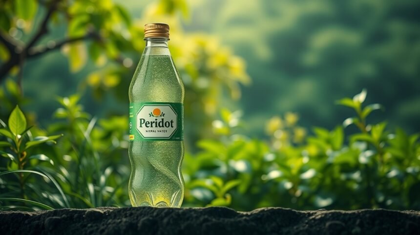 Fľaša minerálnej vody Peridot v prírodnom prostredí