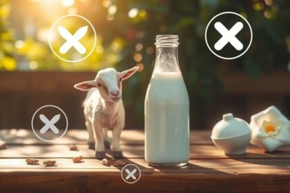 Kozie mlieko a caprína na drevenom stole s dekoráciami