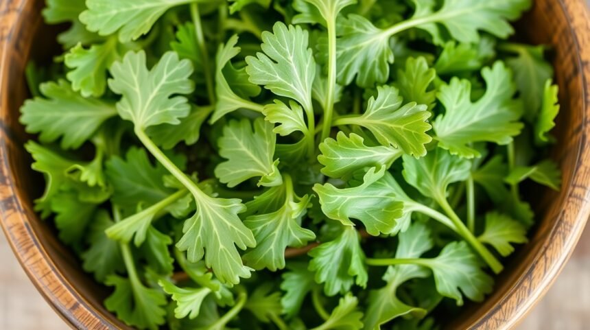 Čerstvá rukola v miske, zdravá a chutná ingrediencia do šalátov.