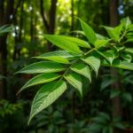 Listy mačacieho pazúra v zelenej záhrade