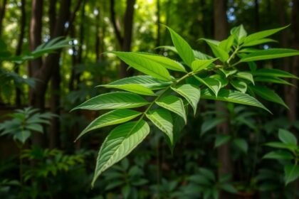 Listy mačacieho pazúra v zelenej záhrade