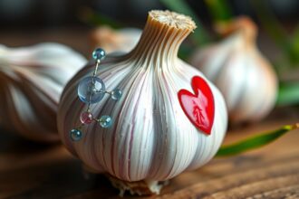 Cesnak srdce a molekulárny symbol zdravej imunity