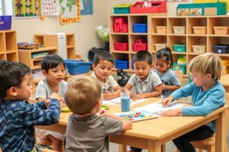 Deti v homogénnej materskej skupine sa zapájajú do vzdelávacích aktivít.