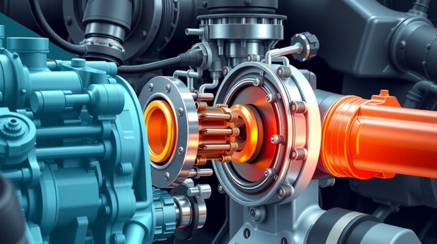 Detail dieselového motora zobrazujúci škrtiacu klapku a jej komponenty.