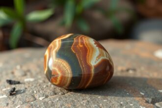 Kameň minerál s energetickými vlastnosťami na pozadí prírody