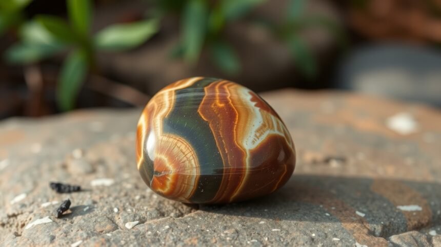 Kameň minerál s energetickými vlastnosťami na pozadí prírody