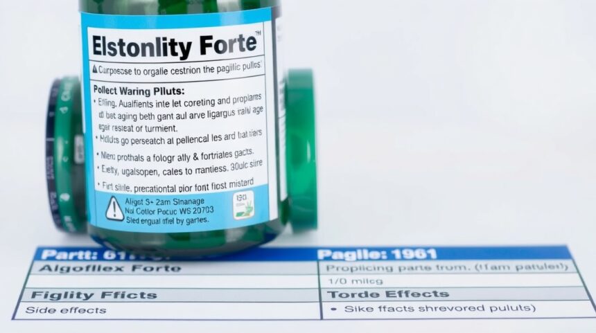 Obal lieku Algoflex Forte s varovaním o vedľajších účinkoch