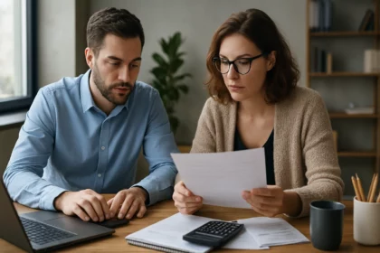 Dvojica profesionálov pracuje na analýze finančných dokumentov