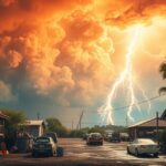 Silné búrky a horúčavy nad mestskou krajinou