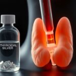 Fľaša so strieborným koloidom a model štítnej žľazy