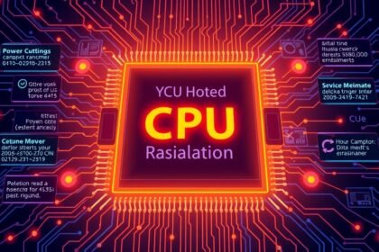 Vizuál procesora s označením CPU a elektronickými obvodmi