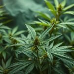 detail marihuanových rastlín s bohatými listami