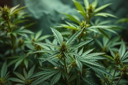 detail marihuanových rastlín s bohatými listami