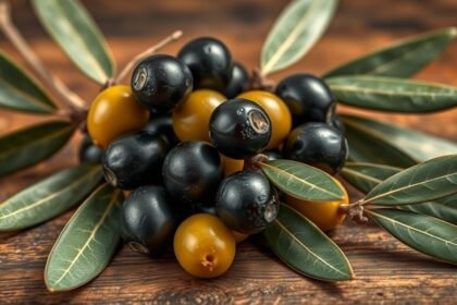 Olivy a listy olivovníka bohaté na oleuropeín, antioxidant.