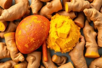 Kurkuma a čerstvé kurkumové korene pre zdravie pečene