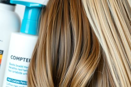 Zdravé a lesklé vlasy s kondicionérom v pozadí