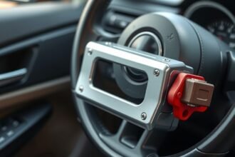 Zámok volantu na riadení auta pre zvýšenie bezpečnosti
